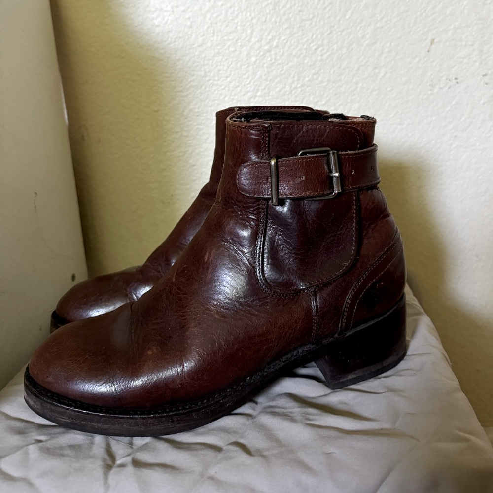 Frye Brown Leather Ankle Boots